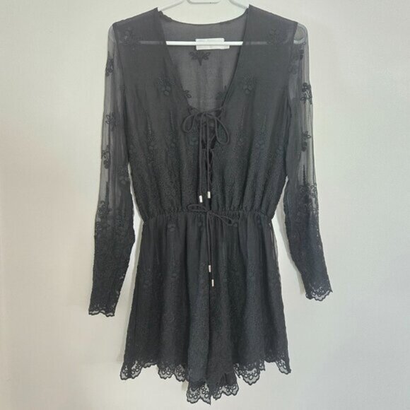 Zimmermann Lucia Silk Embroidered Romper Black S0 b53E - Picture 2 of 9